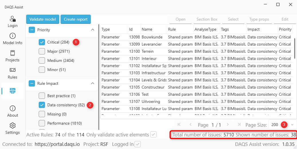 Filtering the results