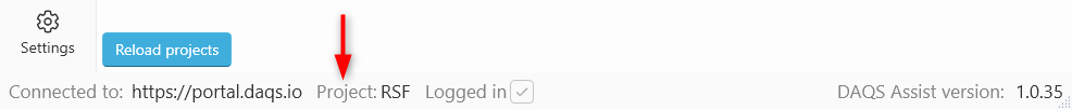 Selected Project name